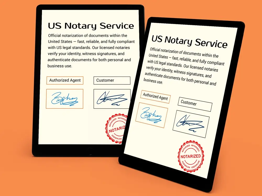 Legal documents with US flag for US Notary services UK