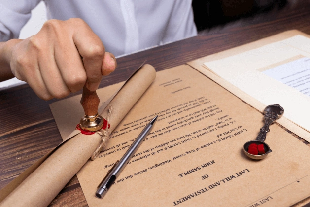 Official electronic notary digital seal applied to a PDF document for tamper-evident security.